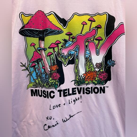 Viacom MTV Mushroom Short Sleeve Graphic Pink T-Shirt Large - Picture 4 of 9